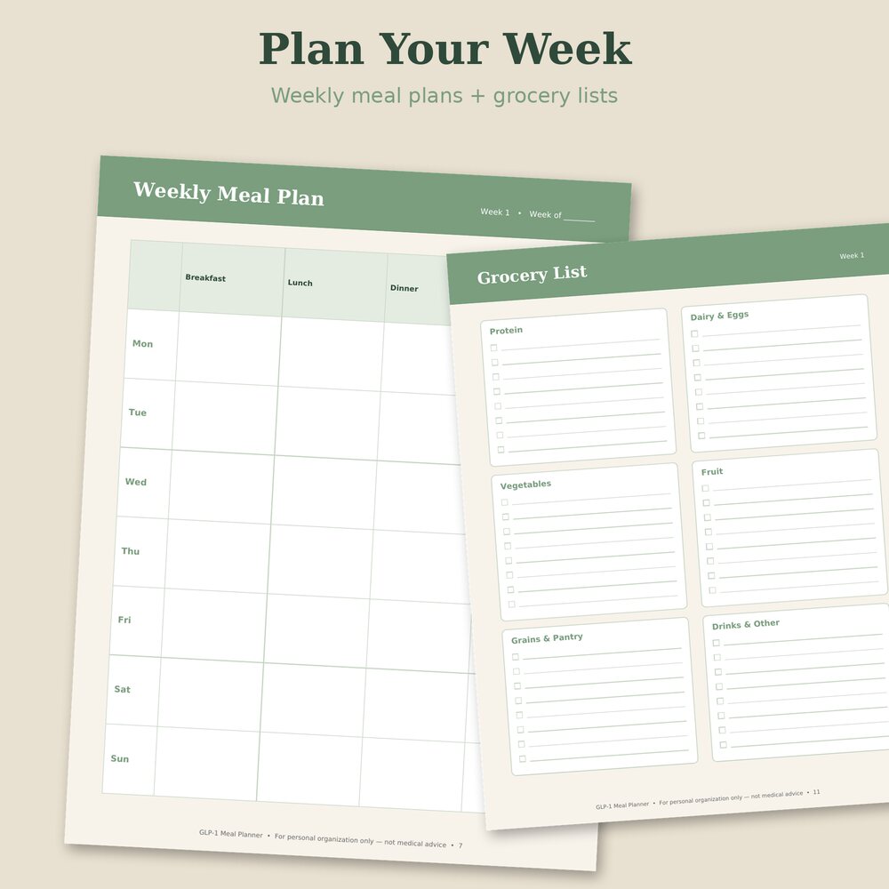 Weekly meal plan page